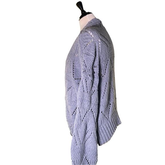 Hippie Rose Slate Blue Open Front Loose Knit Cardigan XXL - Picture 3 of 5